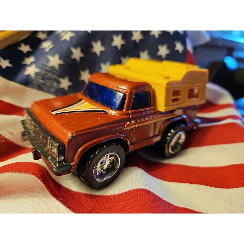 Vintage Arco Ford Truck w/ Camper Shell Friction Toy Pull-Back WORKS